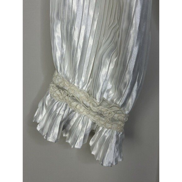 NWT VTG 80s Cabernet White Satin Lace Robe Wedding Honeymoon Peignoir Size M - Picture 5 of 14